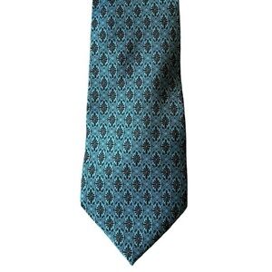 Metropolitan Museum of Art Silk Tie, Aqua Blue & Brown Small Elegant Print